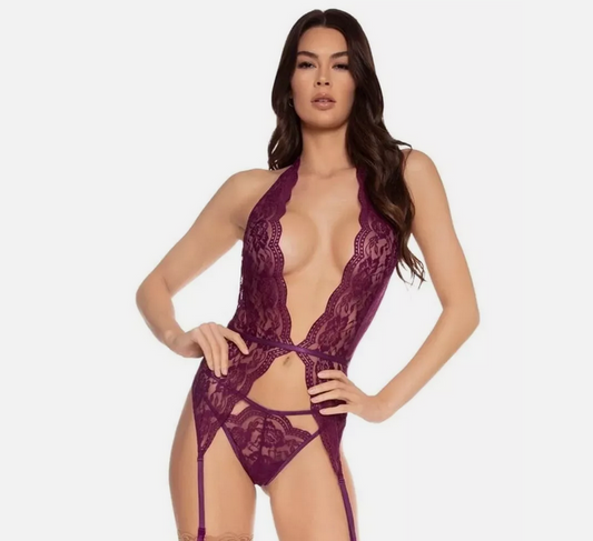 Plunging Garter Slip with Panty