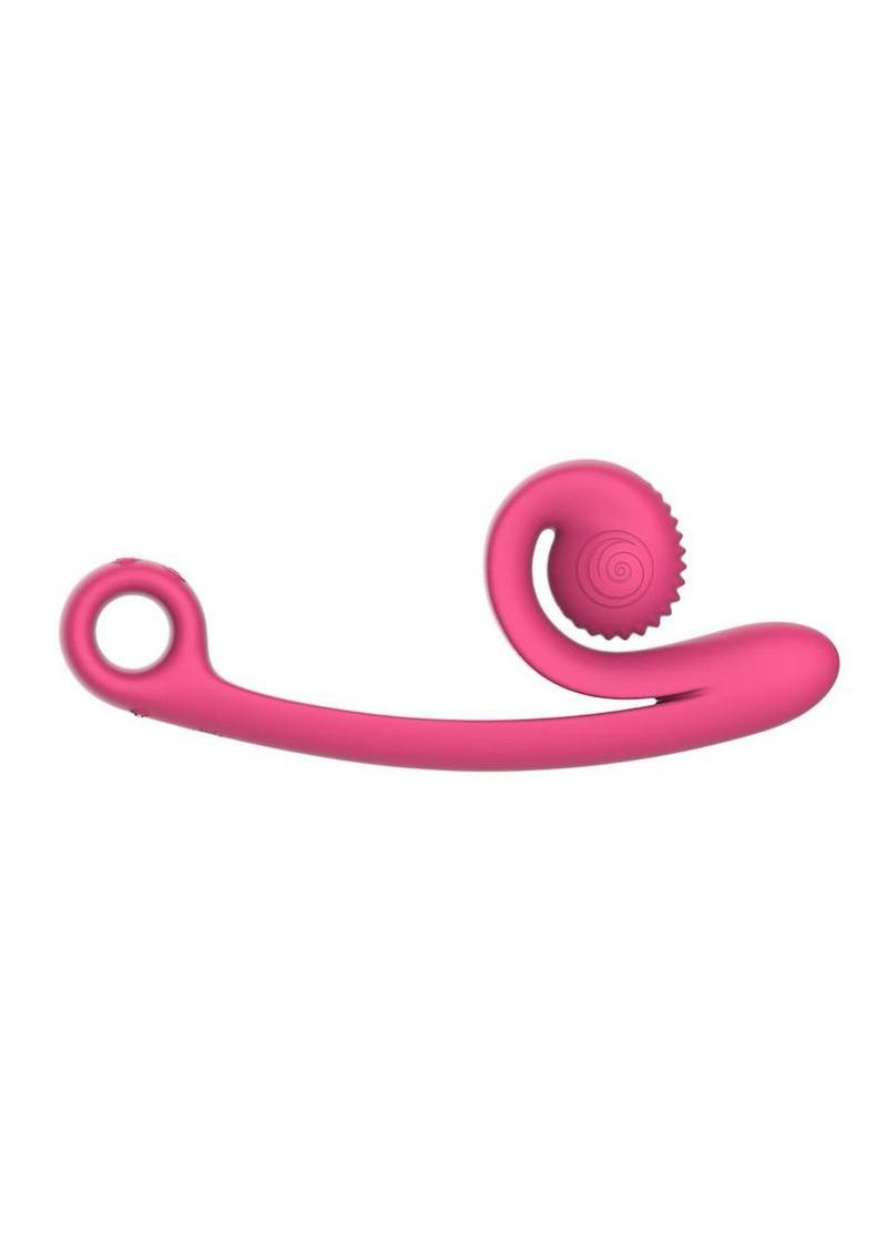 Pink SVibe Curve rechargeable silicone vibrator, front view